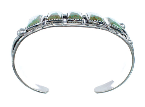 Navajo Turquoise Multistone Leaf Sterling Silver Cuff Bracelet JX128671
